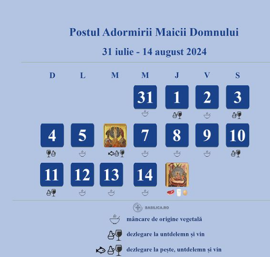 postul adormirii maicii domnului 2024